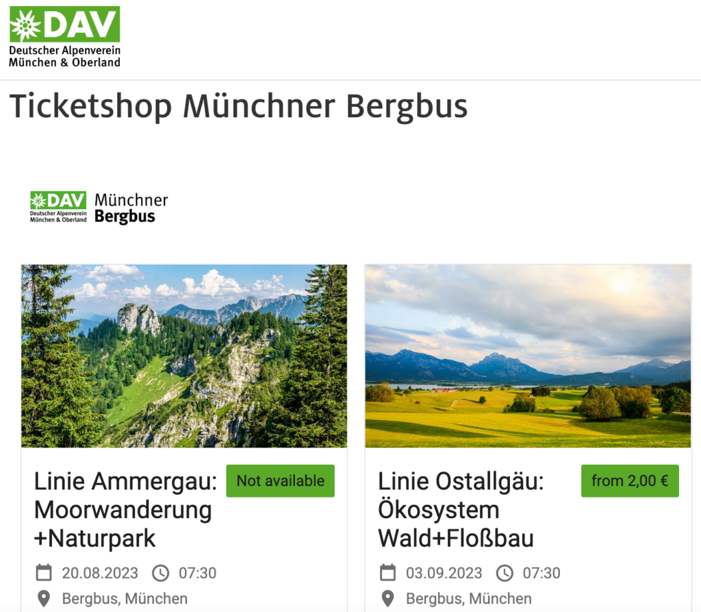 Munich Bergbus Ticket Shop