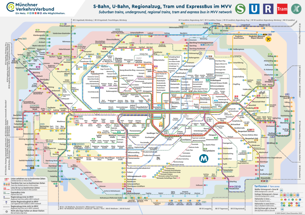 Munich S-bahn Public Transport Munich Tariff Zone map