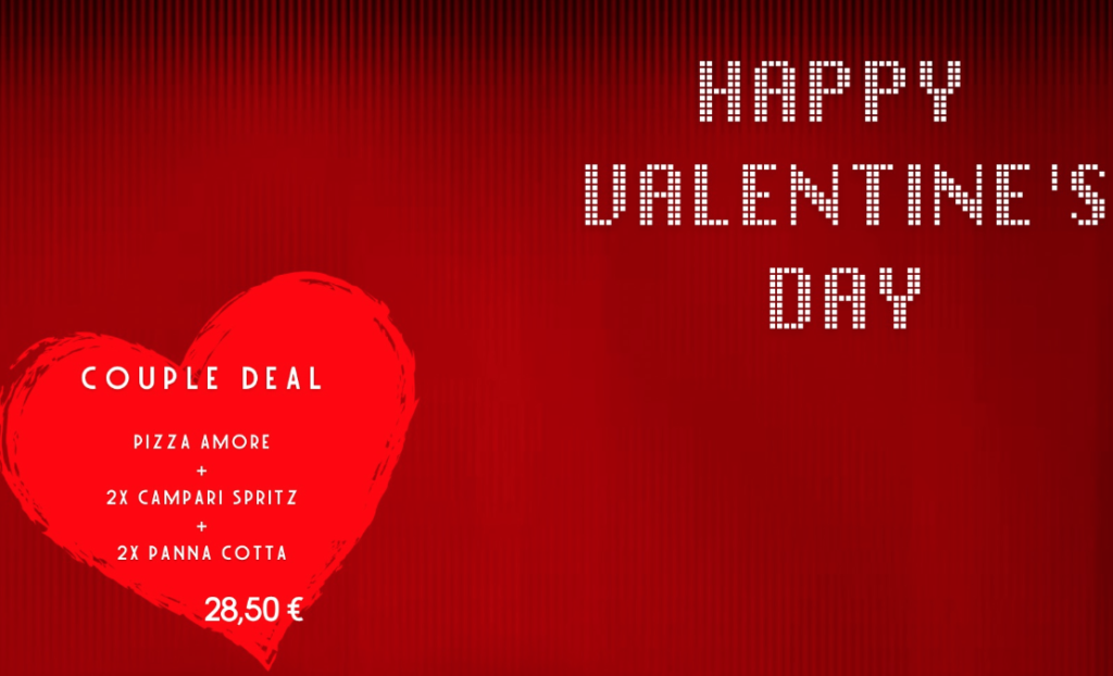 Munich Valentine's Day dinner Pizza Amore