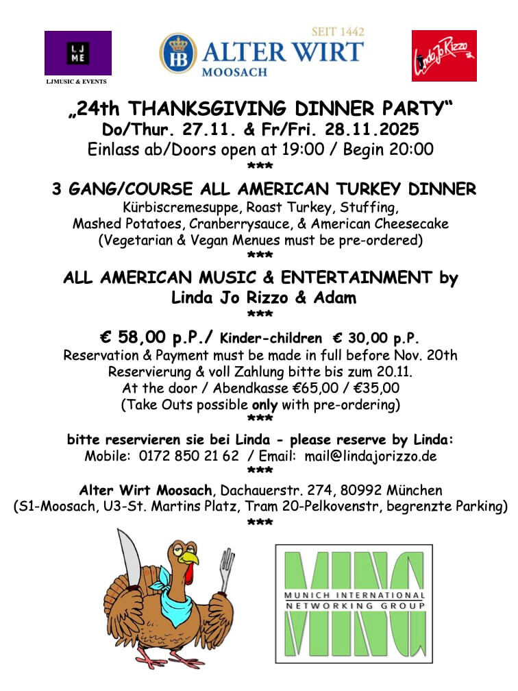 Thanksgiving in Munich Alter Wirt 2025 Dinner Menu